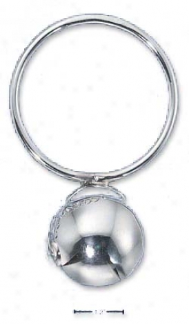 Sterling Silver Round Handle High Polish Baby Rattle Ball