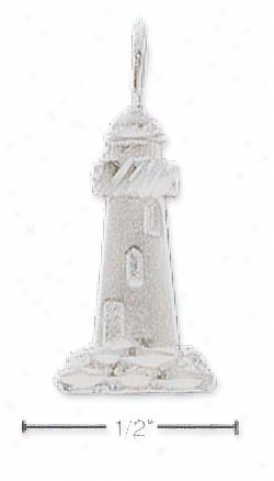 Sterling Silver Satin/dc Lighthouse Charm