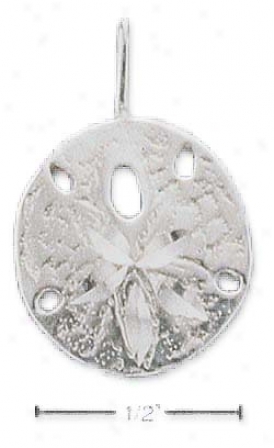 Sterling Silver Satin/dc Sand Dollar Charm