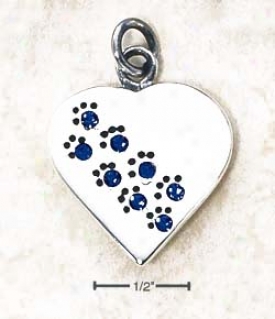 Sterling Silver September Cz Paw Heart Pendant (engravable)