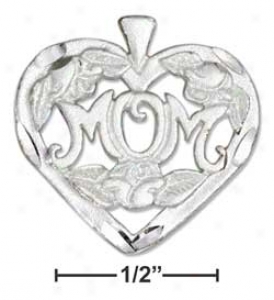 Sterling Silver Small Heart With Mom Charm