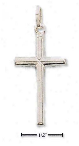 Sterling Silver Small Italian Tubular Cross Subdue by a ~