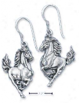 Sterling Silver Stallion Earrings On French Wir3s