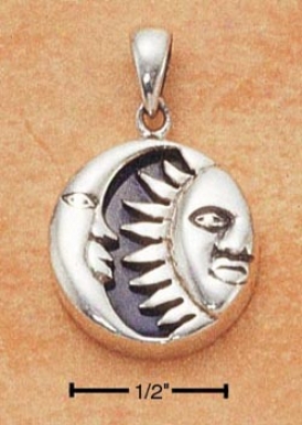 Sterling Silver Sun And Moon With Lapis Pendant