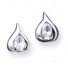 Sterling Silver Teardrop Cz Earrings