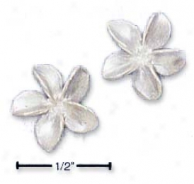 Sterling Sjlver Tiny Satin Flower Post Earrings