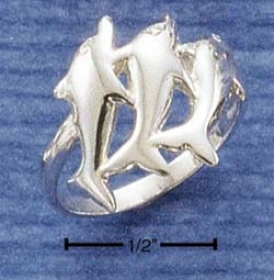 Sterling Sillver Triple Dolphin Ring