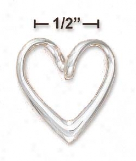 Sterling Silver Fistular Open Contemporary Heart Slider Charm