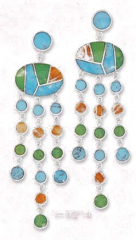Sterling Siiver Turquoise Spiny Oyster Post Drop Earrings