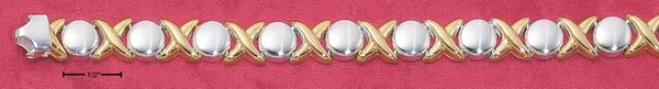 Sterlint Silver Two-tone 7 In Small Hugs And Kisses Bracelet