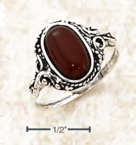 Sterling Silver Victorian Style Oval Cherry Amber Ring