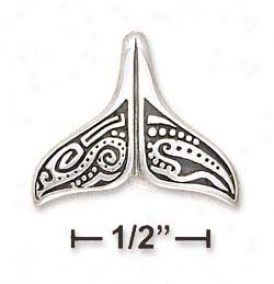 Sterling Silvery Whale Tail Aboriginal Charm