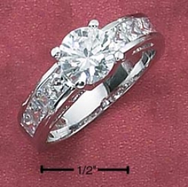 Sterling Silver Womens 7mm Cz Ring With Cz Ring