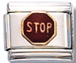 Stop Sign Italian Charm Link