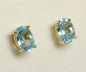 Stunning Oval Blue Topaz Stud Earrings