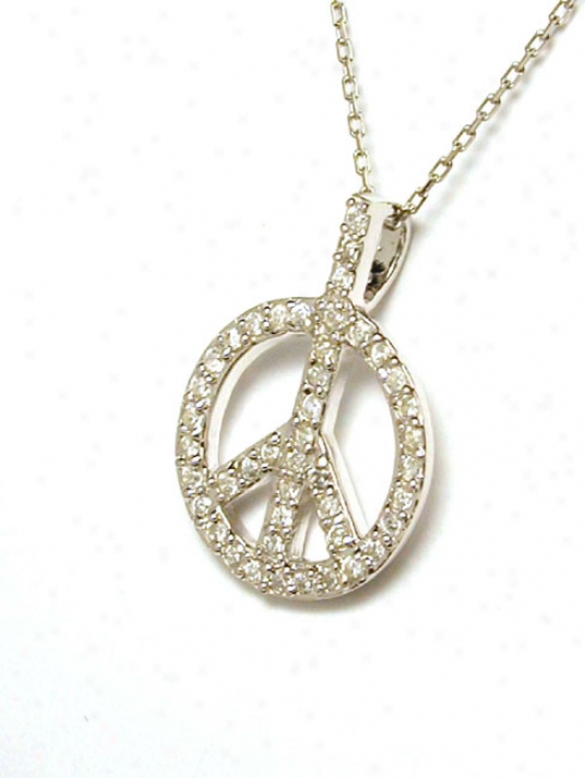 Stunning Pave-set Cubic Zirconia Cz Peace Sign Pendant