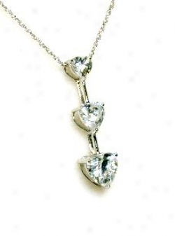 Three Stone Heart Cubic Cz Pendant