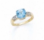 14k Rhombus 8mm Cushion Biue Topaz Ring