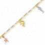 14k Tricolor Sea Animal Childrens Charm Bracelet - 5.5 Inch