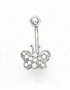 14i White 1.5 Mm Round Cz Butterfly Belly Ring
