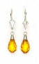 14k White 9x6 Mm Briolettte Lime-yellow Crystal Drop Earrings