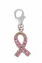 14k White Pink Ribbon Round 1.5 Mm Pink Sapphire Charm