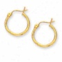 14k Yellow 2 Mm Diamond-cut Hoop Earrings