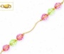 14k Yellow 6 Mm Round Pink And Green Crystal Necklace - Choic