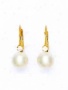 14k Yellow 7 Mm Round White Crystal Pearl Earrings