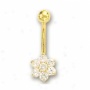 14k Yellow Flower Cubic Zirconia Belly Ring