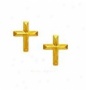 14k Yellow Petite Cross Friction-back Post Earrings