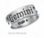 Sterling Silver 7mm Antiqued Gemini Zodiac Band Ring