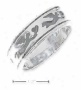 Sterling Silver Antiqued Flying Angel With Heart Bane Ring