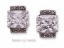 Sterling Silver Clear Cz Post Earriings With Marcasite Sides