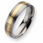 Titanium 14k Gold Inlay 6mm Brushed Band Ring - Size 8