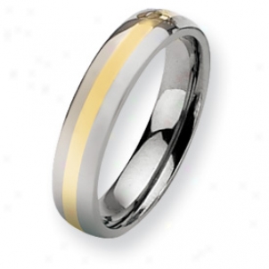 Titanium 14k Gold Inlay 5mm Polished Cord Ring - Size 7