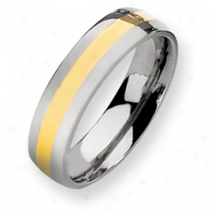 Titanium 14k Gold Inlay 6mm Polished Band Ring - Size 11