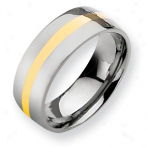 Titanium 14k Gold Inlay 8mm Polished Band Tingle - Size 11