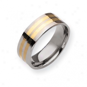 Titanium 14k Gold Inlay 8mm Polished Band Ring - Suze 6