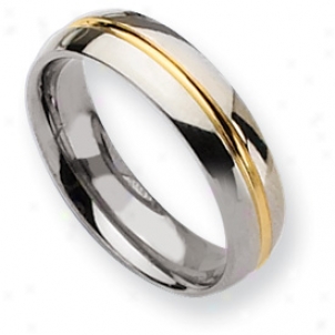 Titanium 14k Gold Plated 6mm Polished Band Ring - Size 8