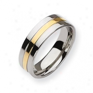 Titanium 14k Gold Plated 7mm Polished Band Ring - Size 11