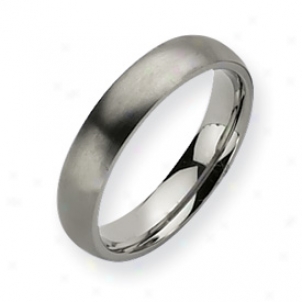 Titanium 5mm Brushed Comfort Fit Wedding Band Ring - Size 18