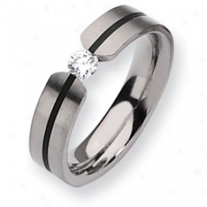 Titanium 6mm 0.33ct. Diamond Band Ring - Size 6.5