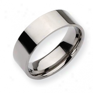 Titanium 8mm Polished Flat Wedding Band Clique - Size 5.5