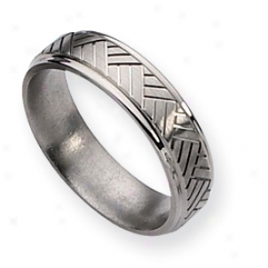 Titanium Basket Weave Design 6mm Sat/polish Band - Size 12