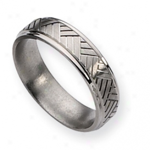 Titanium Basket Weave Design 6mm Sat/polish Band - Size 13