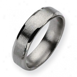 Titanium Beveled Edge 6mm Satin Polished Band - Size 13.25