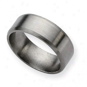 Titanium Beveled Edge 8mm Brushed Band Ring - Size 10