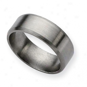 Titanium Beveled Edge 8mm Brushed Band Ring - Size 12