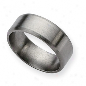 Titanium Beveled Fringe 8mm Brushed Band Ring - Size 12.5